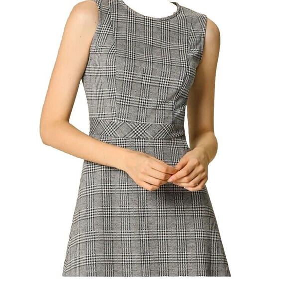 New Allegra K Sz M Women's Houndstooth Plaid‎ Dress Academia Classic career - Picture 3 of 7
